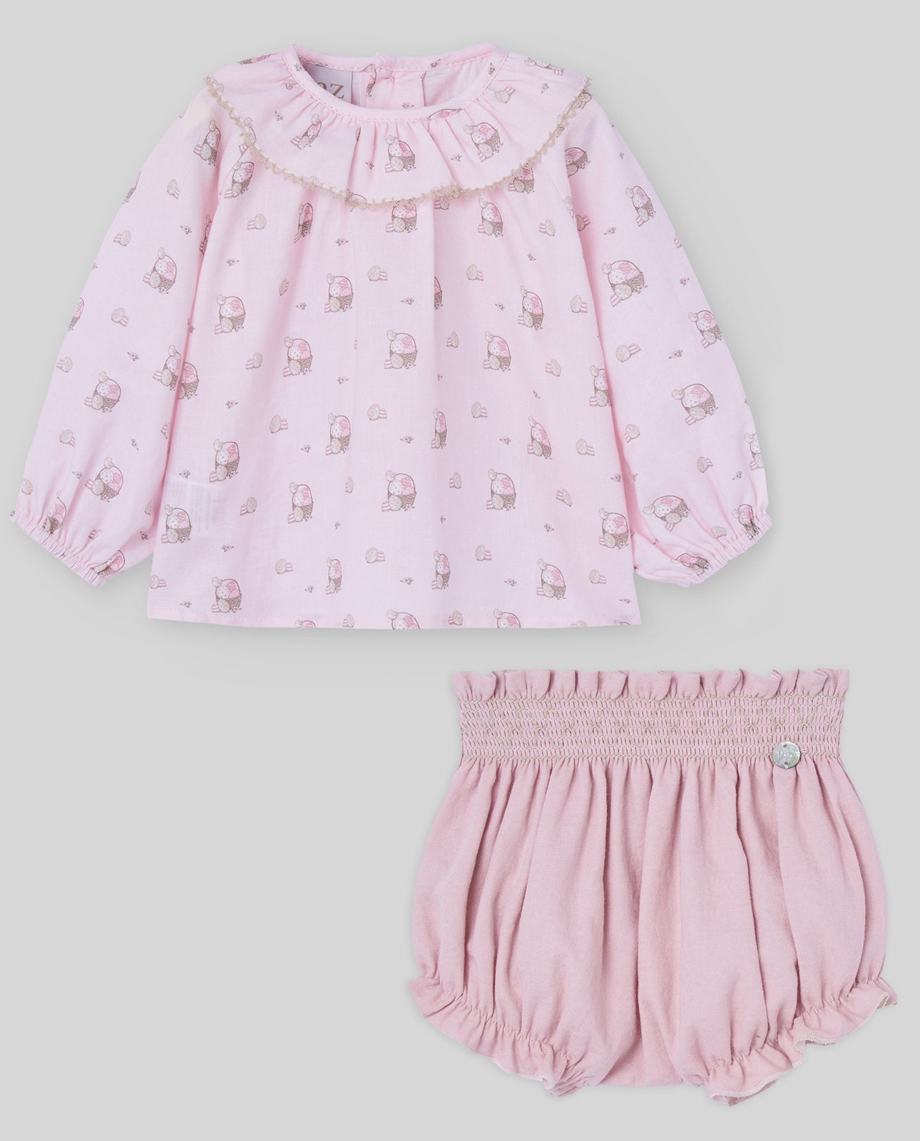 Conjunto Blusa y Cubrepañal Pascua Rosa Palo 106-153113 - Paz Rodriguez