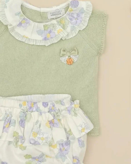 Conjunto Braguita Flores Verde Hoja - Pangasa Baby