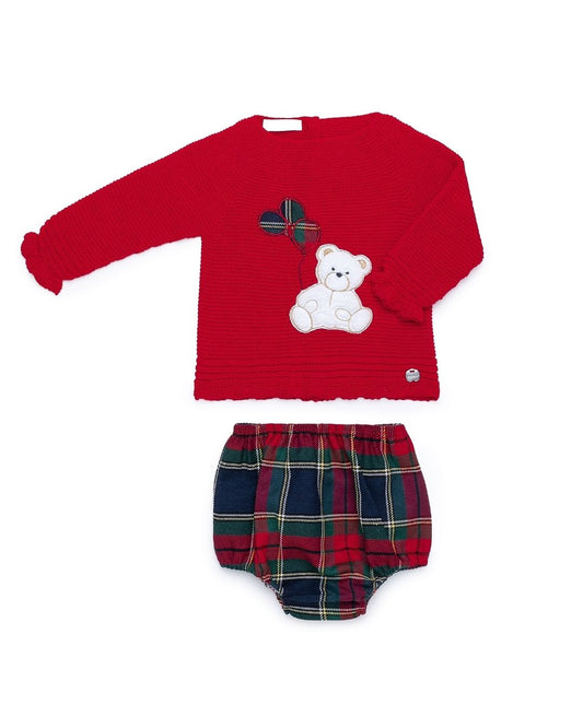 Conjunto Braguita Oso Globo Rojo - Colección Baya Juliana