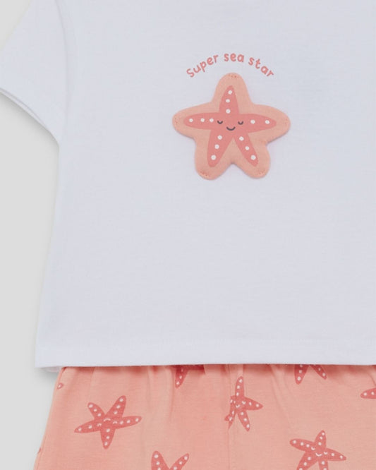 Conjunto Niña Estrella de Mar Salmón - Street Monkey