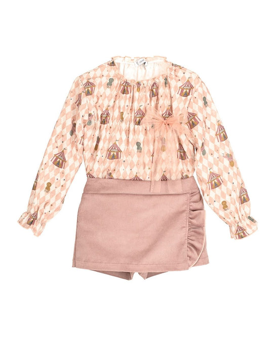 Conjunto Niña Falda Pantalon Mistral Rosa 11194 - Calamaro