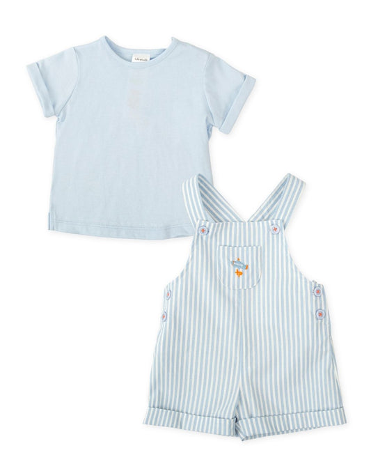 Conjunto Peto Rayas Celeste + Camiseta Salinas - Tutto Piccolo