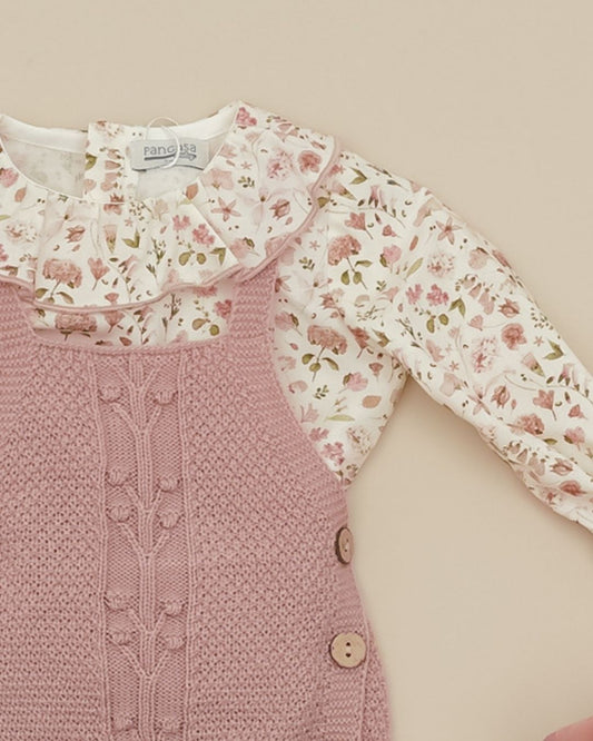 Conjunto Peto Rosa Vintage Flores 🌸 Velvet Pink - Pangasa Baby