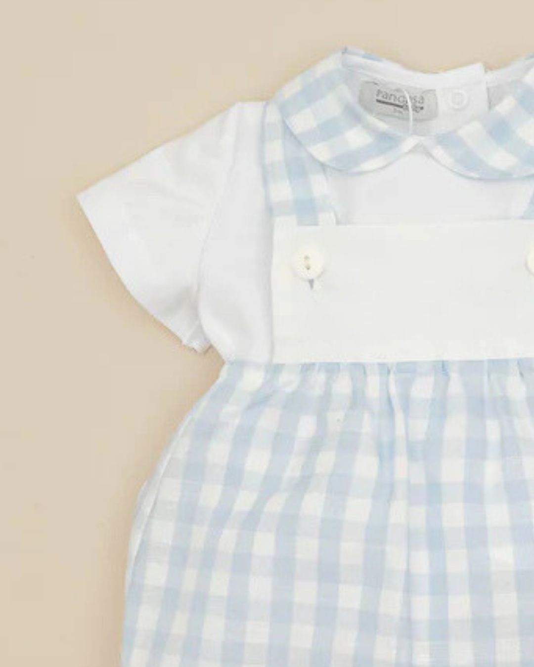 Conjunto Peto Cuadros Celeste Bebé - Pangasa Baby