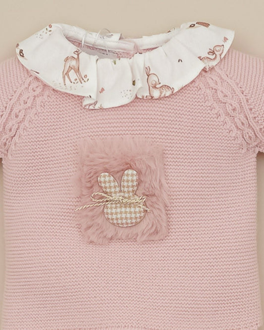 Primera Puesta Cuello Volante Bambi & Conejo Rosa Empolvado 🦌 Petite Bambi - Pangasa Baby