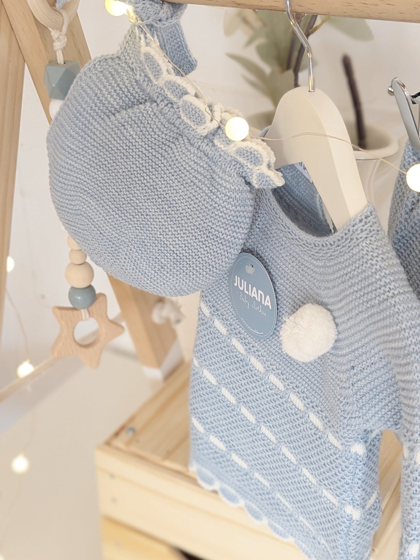 Conjunto Polaina Recogidas Azul y Crudo - Colección Piano de Juliana