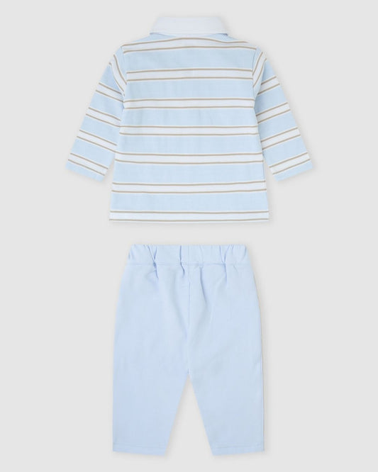Conjunto Polo Rayas Celeste - Tutto Piccolo