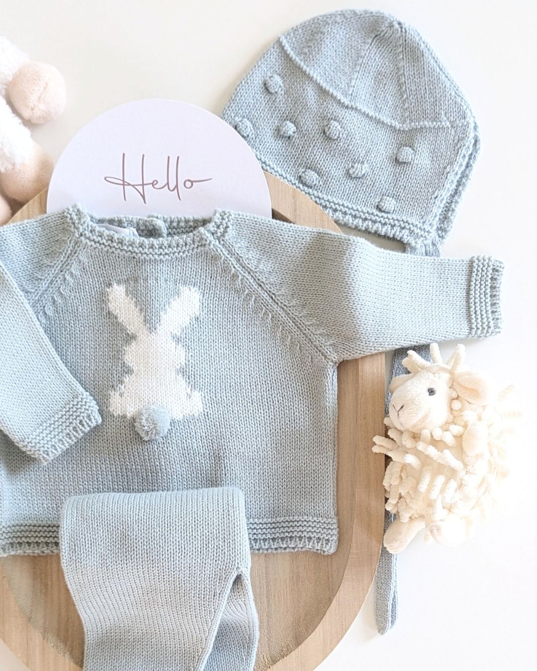 Conjunto Punto Bebé Verde Seda - Micolino