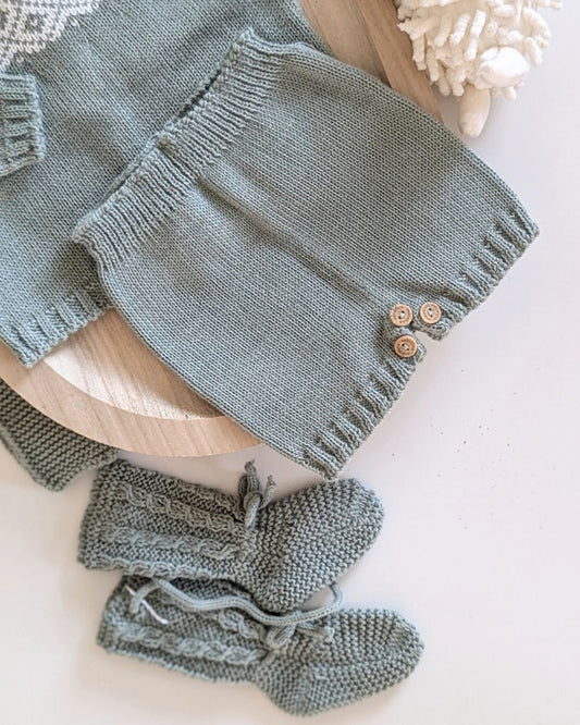 Conjunto Punto Con Gorro Musgo - Micolino