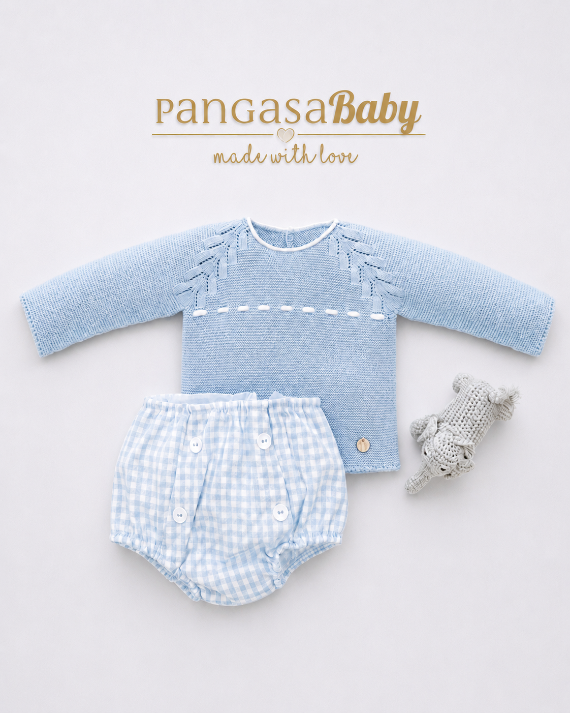 Conjunto Ranita Soft Celeste Empolvado - Soft Collection Pangasa Baby