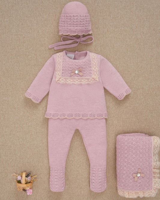 Conjunto Bebe Polaina Pascua Rosa Palo 103-123107 - Paz Rodriguez