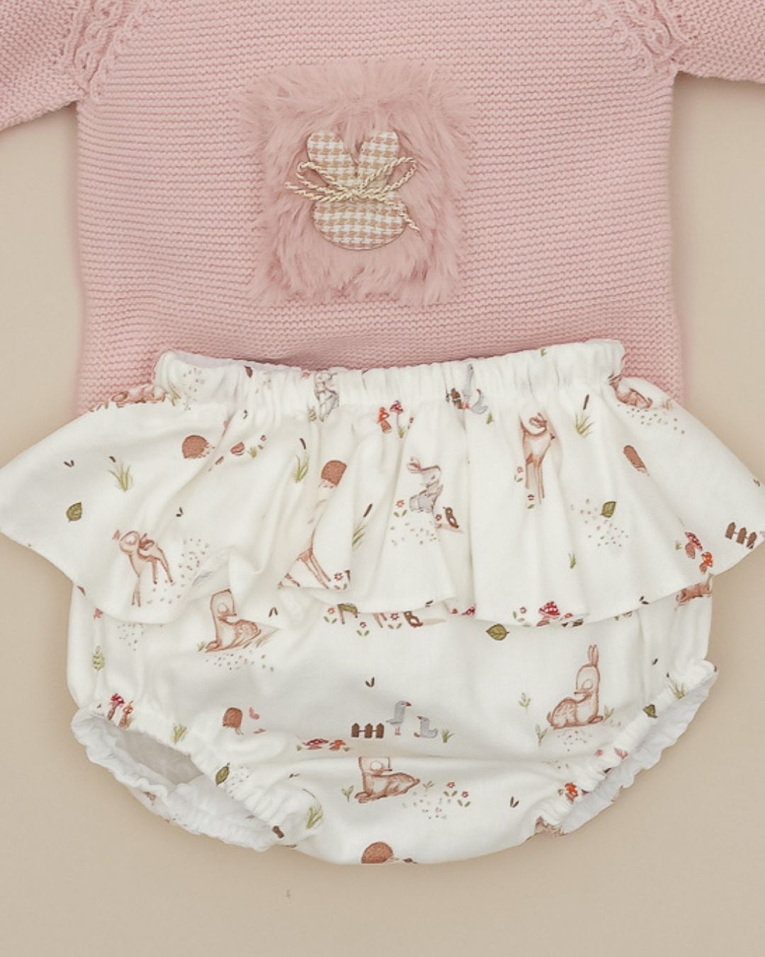 Conjunto Braguita Bambi & Conejo Rosa Empolvado 🦌 Petite Bambi - Pangasa Baby
