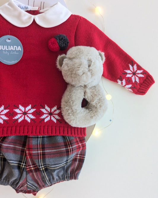 Conjunto Pantalon Cuadros Rojo 25585 - Colección Melodia de Juliana