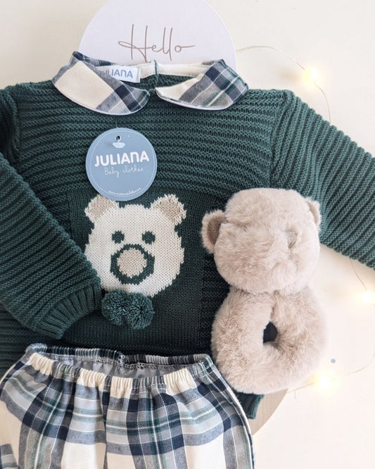 Conjunto Pantalon Osito Verde Musgo 25589 - Colección Sinfonia de Juliana