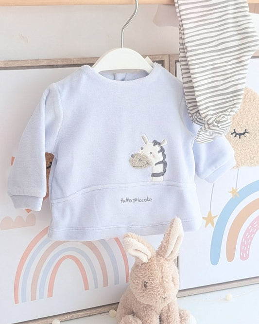 Conjunto Polaina Zebra Celeste - Tutto Piccolo