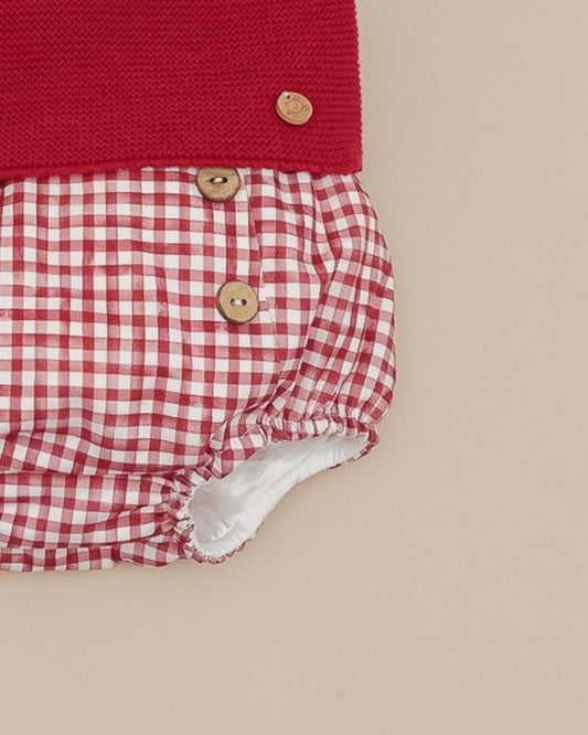 Conjunto Ranita Cuadros Granate Cereza 💖 Rouge Couture - Pangasa Baby
