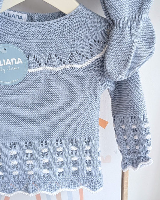 Conjunto bebé polaina Cielo/Blanco 🍊 Colección Mandarina - Juliana