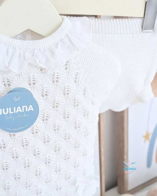 Conjunto bebé braga Blanco 🟣 Colección Ciruela - Juliana
