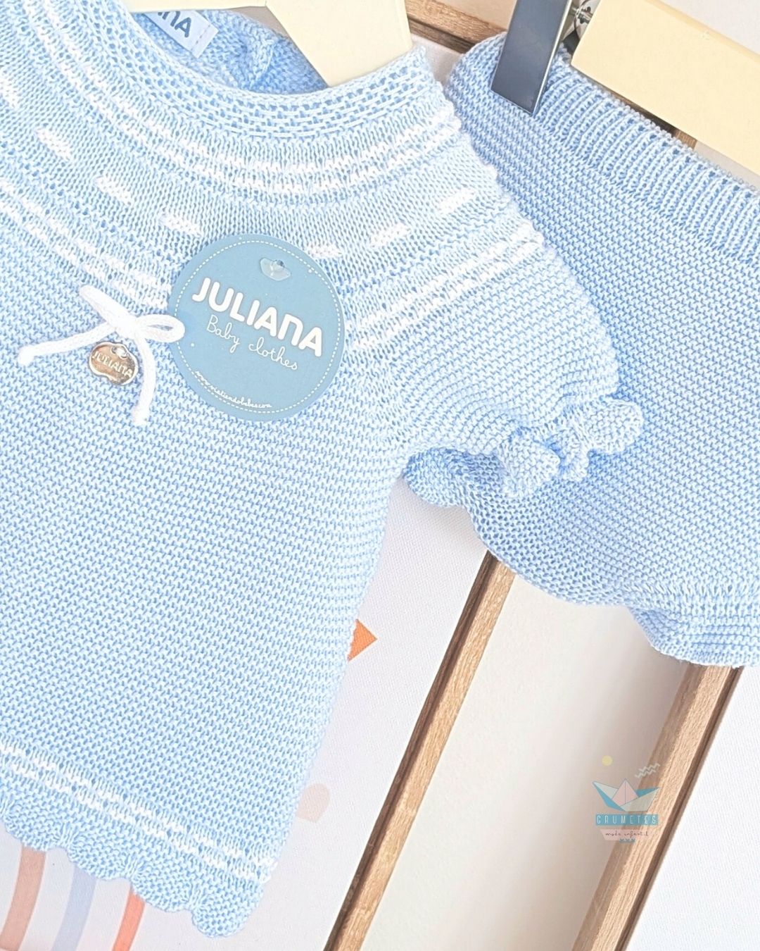 Conjunto bebé braga Celeste/Blanco 💜 Colección Arándano - Juliana