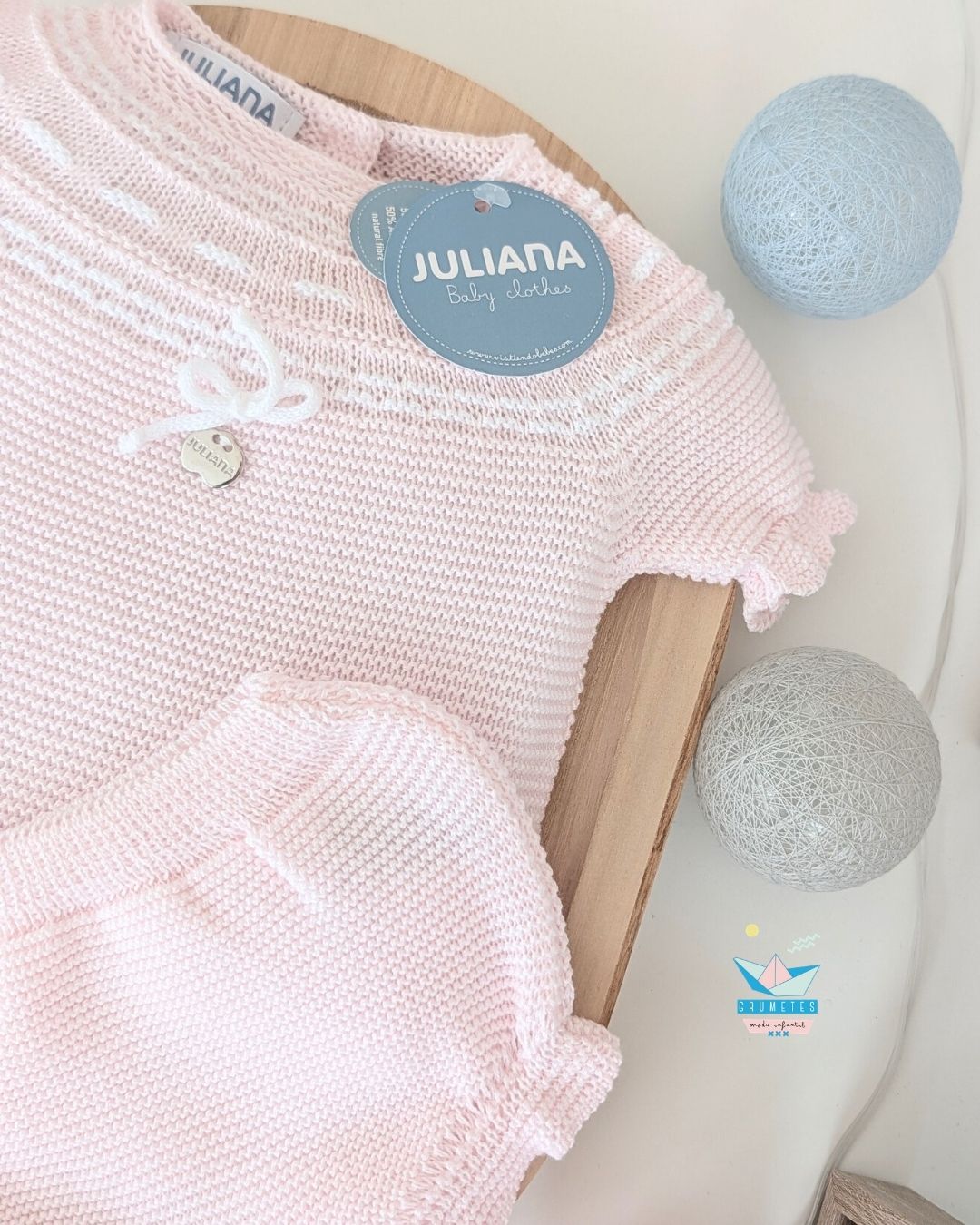 Conjunto bebé braga Rosa/Blanco 💜 Colección Arándano - Juliana