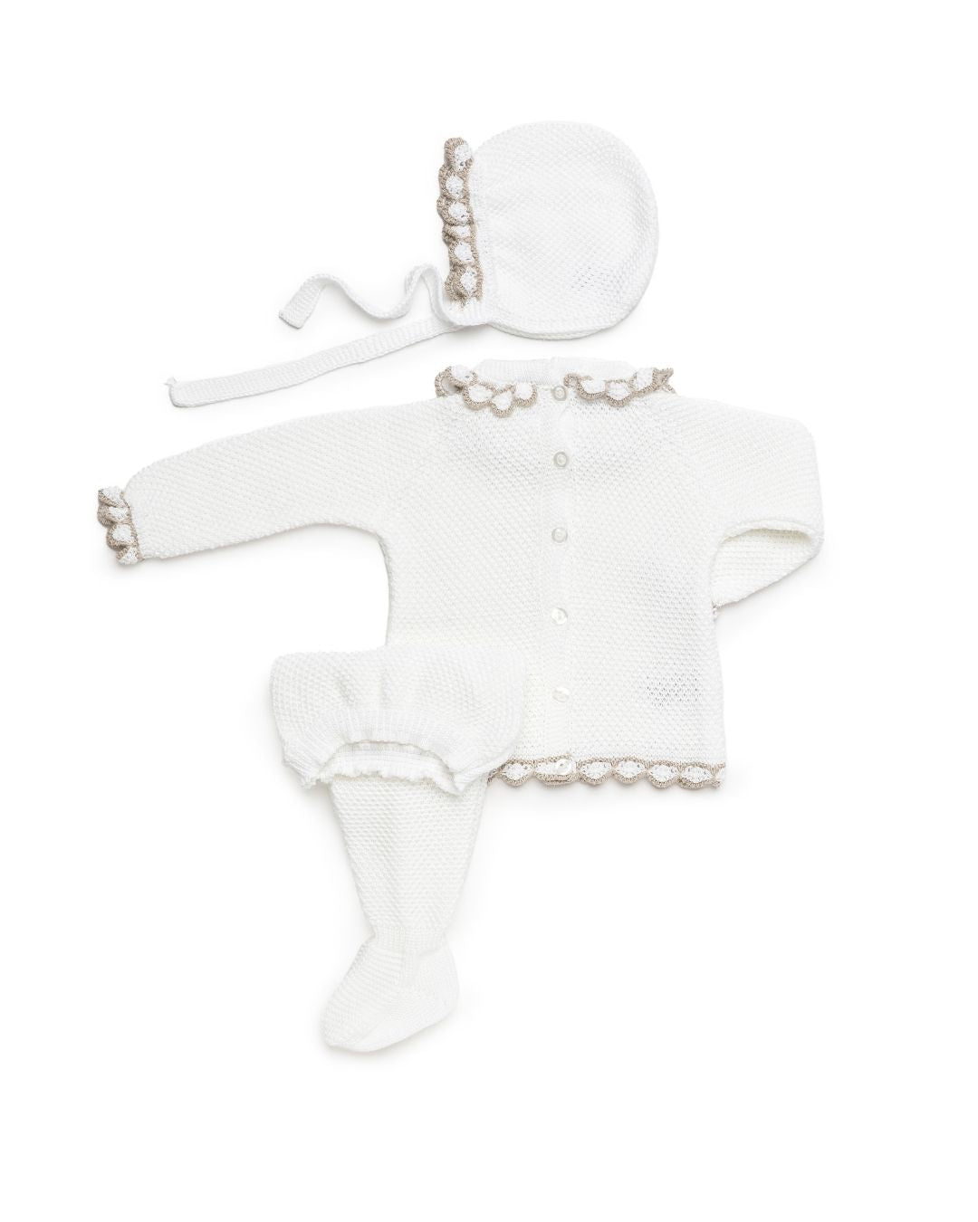 Conjunto bebé polaina BlancoBeig 🍊 Colección Azahar - Juliana