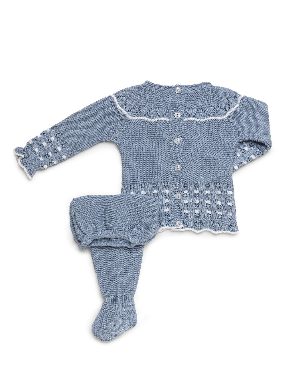 Conjunto bebé polaina Cielo/Blanco 🍊 Colección Mandarina - Juliana