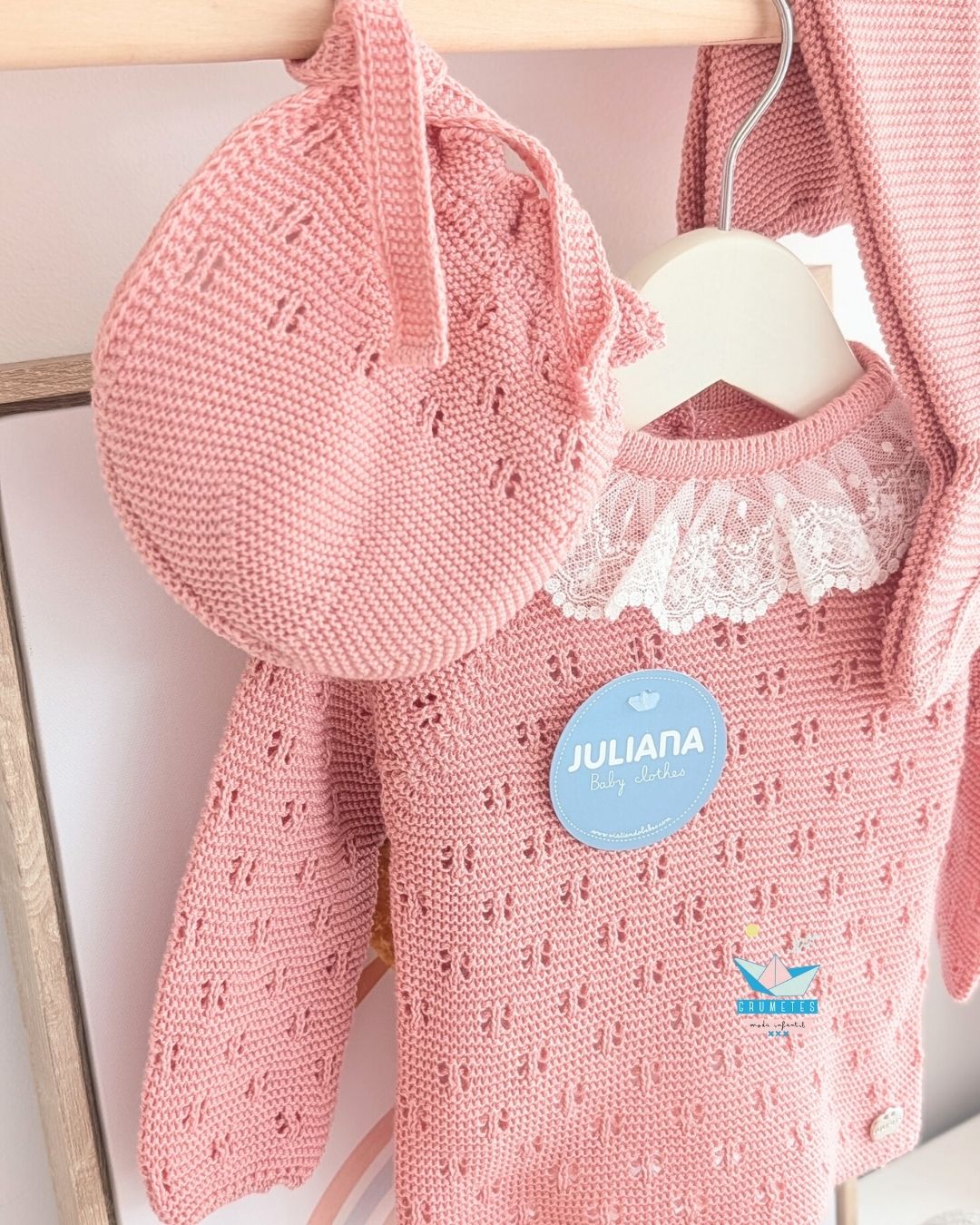 Conjunto bebé polaina Rosa Empolvado 🍬 Colección Caramelo - Juliana