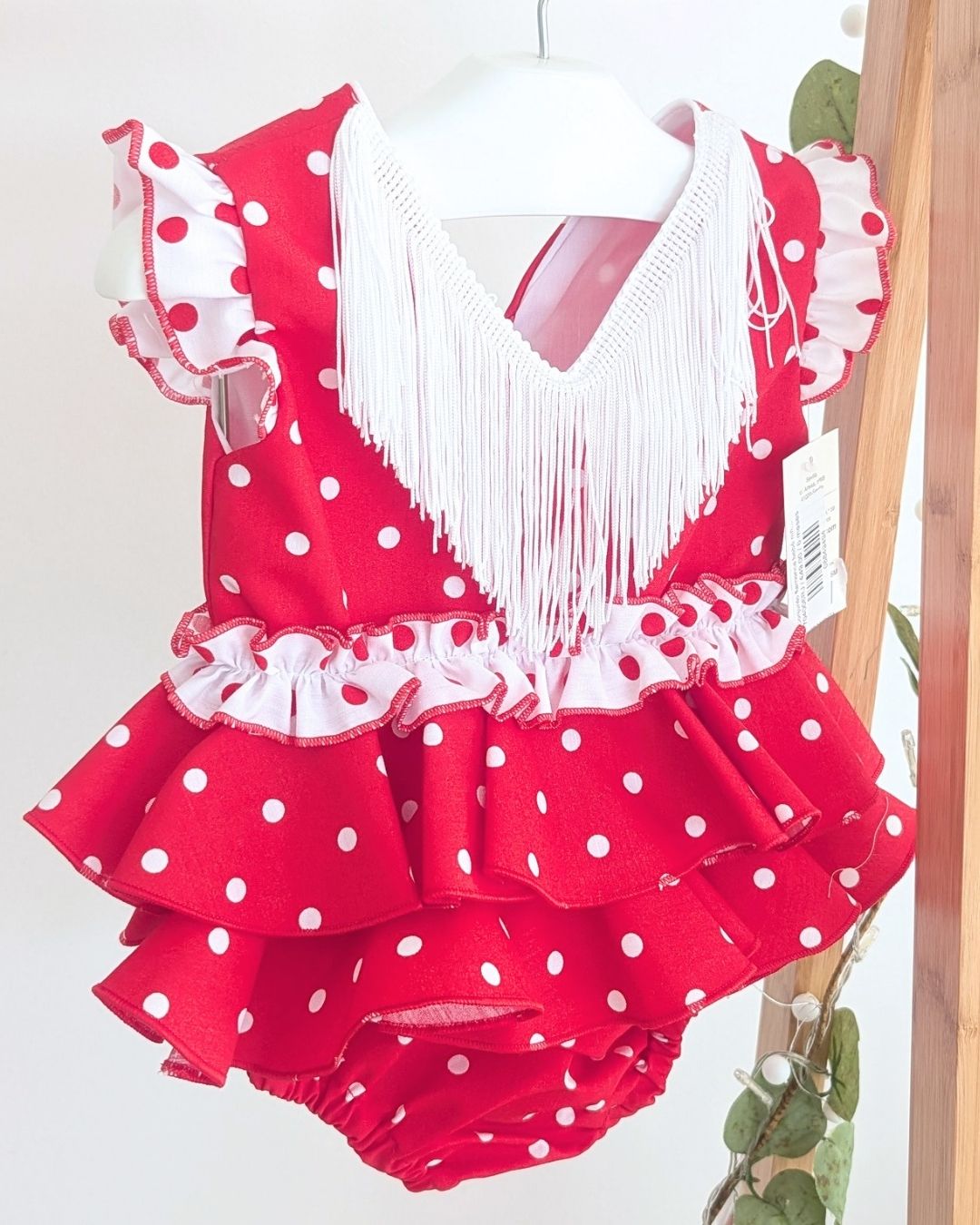 Conjunto flamenca bebé niña con braguita Rojo