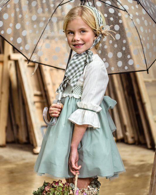 Vestido Infantil Familia Manila Verde Empolvado - Marta y Paula