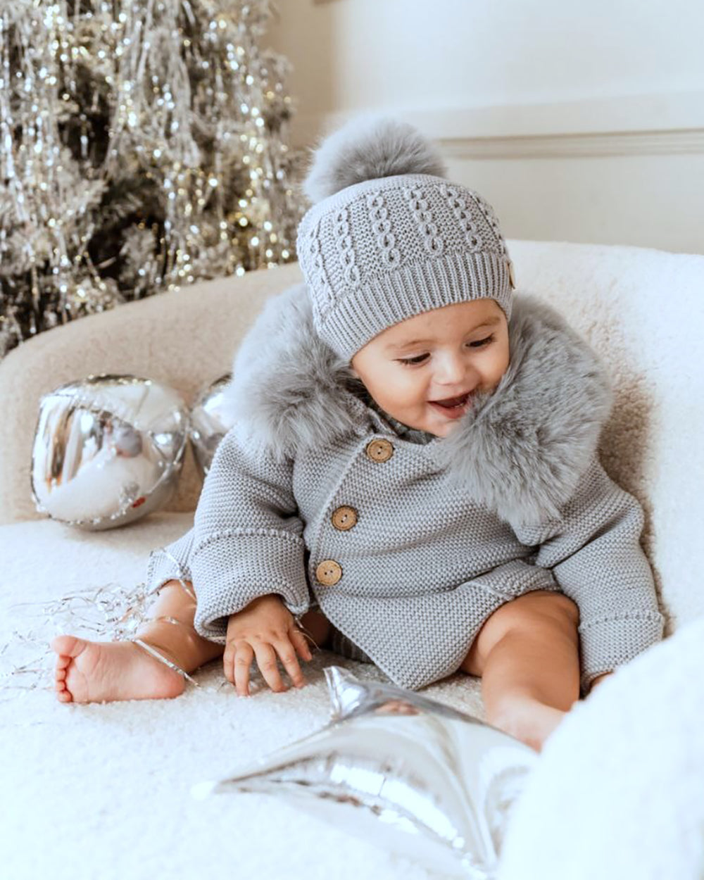 Trenka Luxury Pelo Gris Pangasa Baby – Tienda Grumetes Moda Infantil