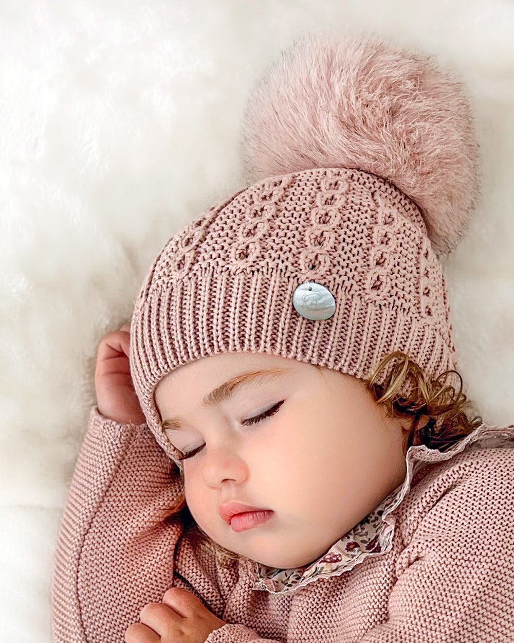 Rosa Empolvado Pangasa Gorro Pompon Abrigo Rosa Empolvado Pangasa