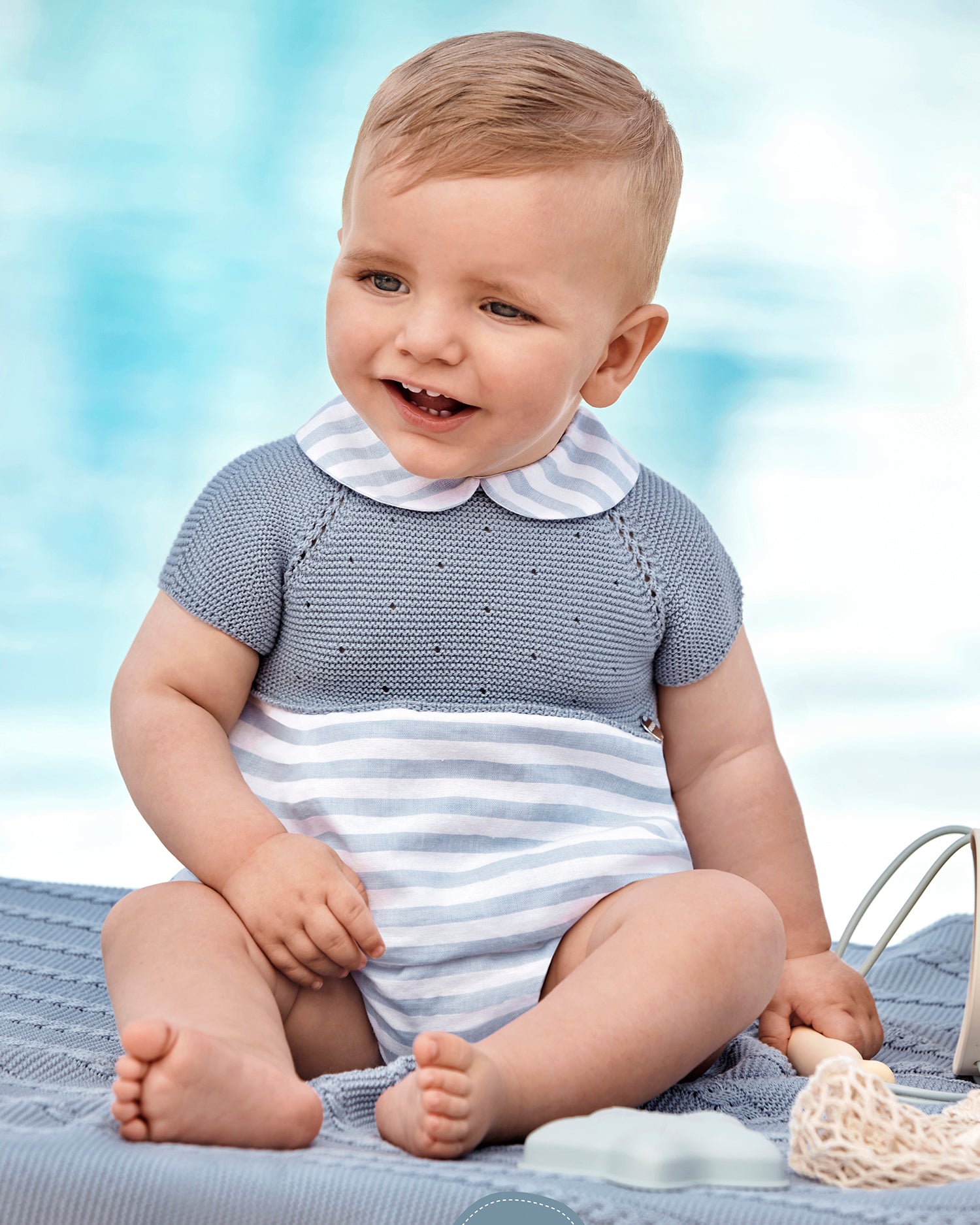 Pelele Rayado Cielo Colección Gallego Juliana – Tienda Grumetes