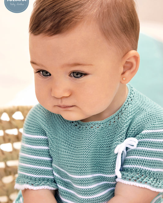 Conjunto Braga Punto Rayado Verde Lago - Colección Lebeche de Juliana