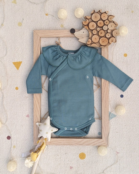 Body Cruzado Cuello Volante Verde Oscuro - Babidu