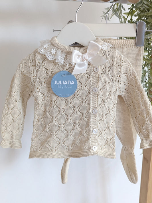 Conjunto Polaina Calado Lazo Crema - Colección Tramontana de Juliana