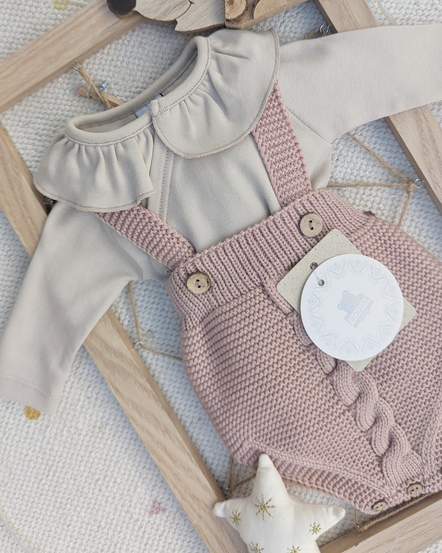 Peto Bebé Ochos Punto Rosa Vintage - Pangasa Baby