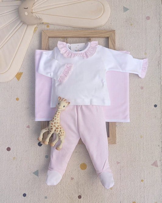 Conjunto Polaina Cuello Volante Smiling Rosa - Babidu