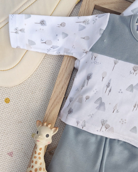 Conjunto Polaina Canesú Lovely Azul/Gris - Babidu