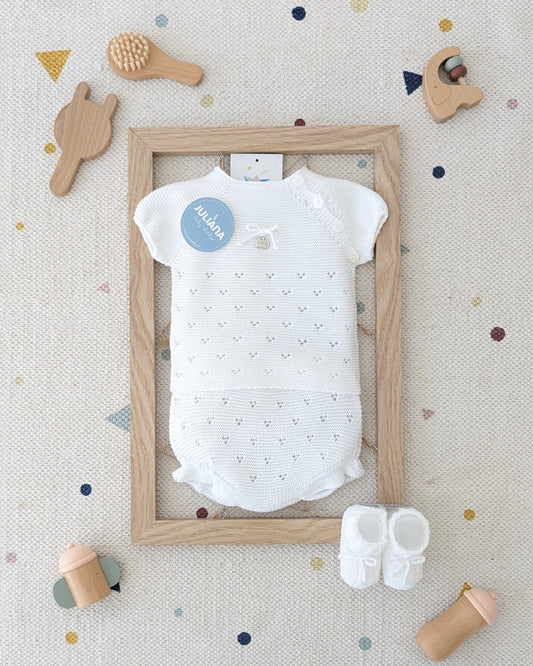 Conjunto Braga Hombro Calado Blanco - Juliana