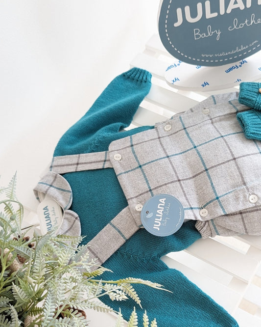 Peto con Jersey Cuadros Verde Baltico - Colección Ensueño Juliana