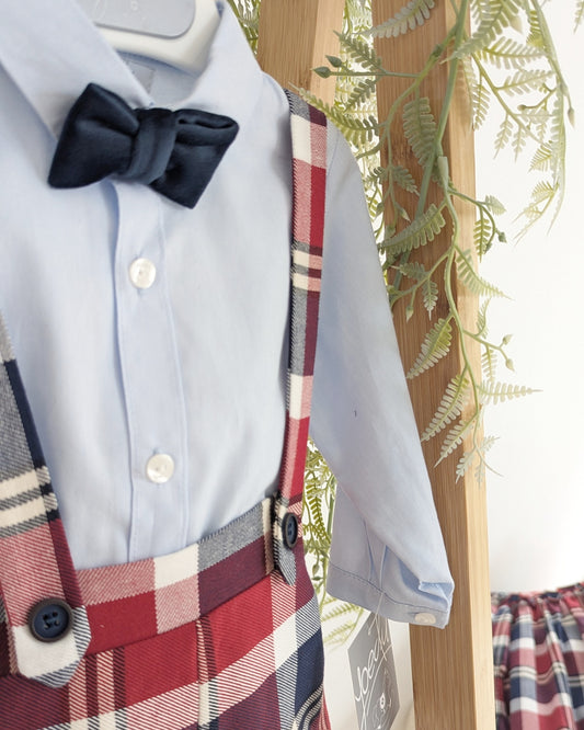 Conjunto Navidad bebé niño pantalón, camisa y tirantas Familia Arte - Yoedu