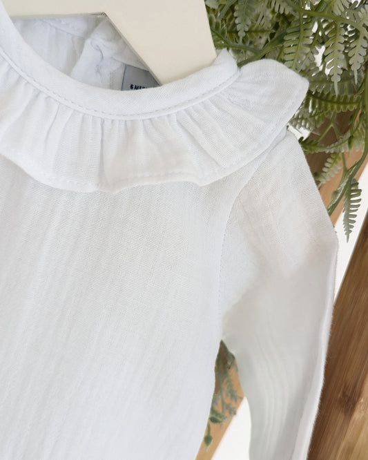 Body Cuello Volante Bambula Blanco - Babidu