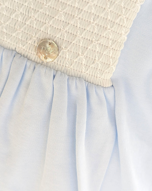 Pelele Corto Nido de Abeja Azul Tiza - Paz Rodriguez