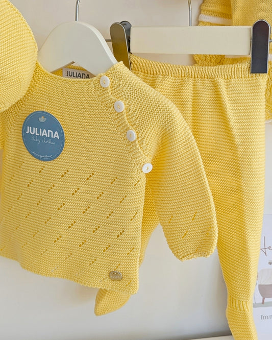 Conjunto Polaina Calado Lateral Amarillo - Juliana