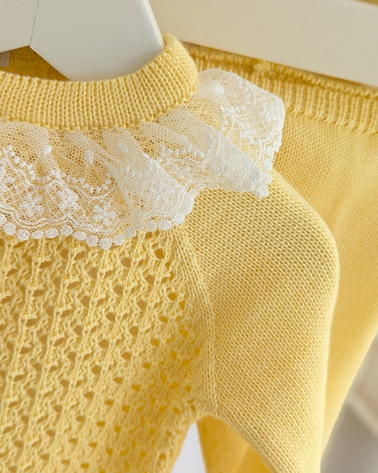 Conjunto Polaina Calado Amarillo - Colección Mistralet de Juliana