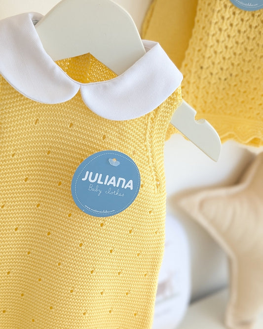 Pelele Punto Cuello Bebé Amarillo - Juliana
