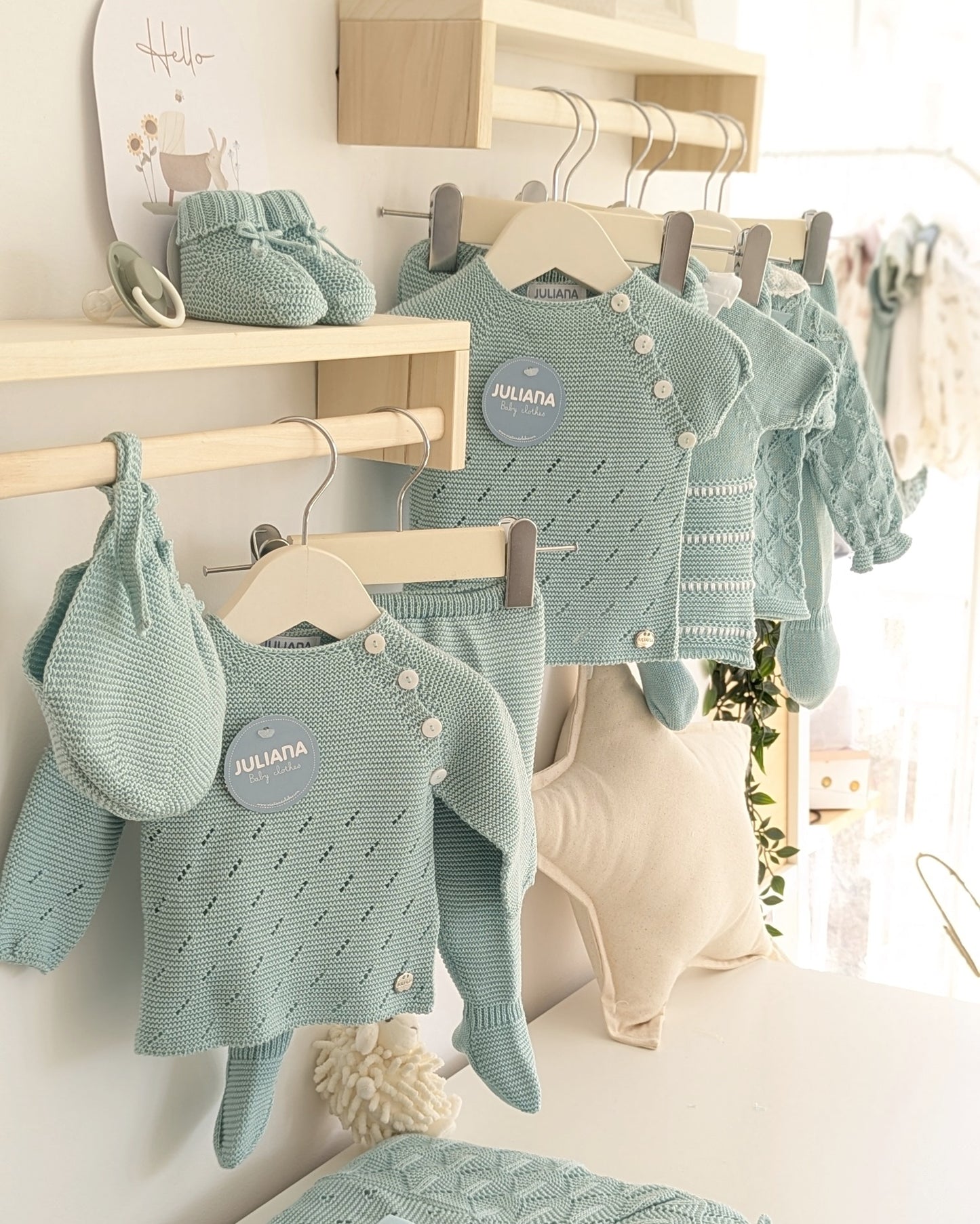 Conjunto Polaina Calado Lateral Verde Agua - Juliana