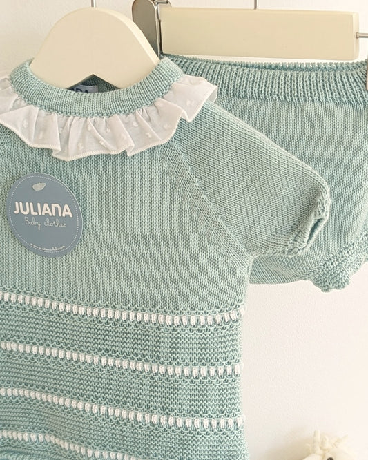 Conjunto Braga Punto Lines Verde agua - Colección Gallego de Juliana