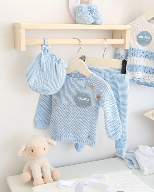 Conjunto Polaina Botones Celeste - Juliana