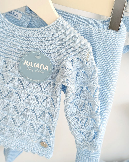 Conjunto Polaina Uves Canesú Celeste - Juliana